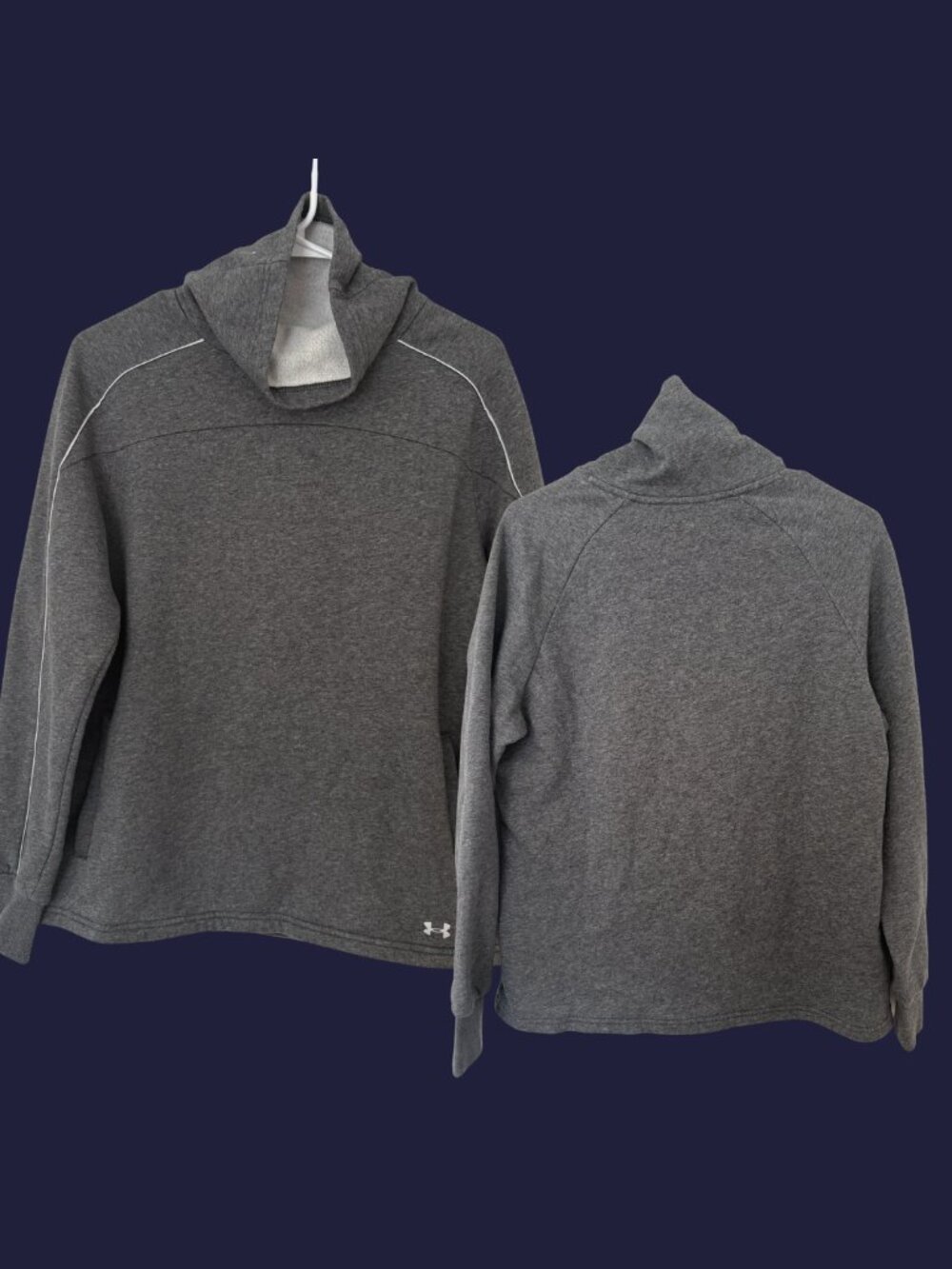 Under Armour Women's Mock Neck Rival Fleece Sweatshirt, Grey and White, Size S